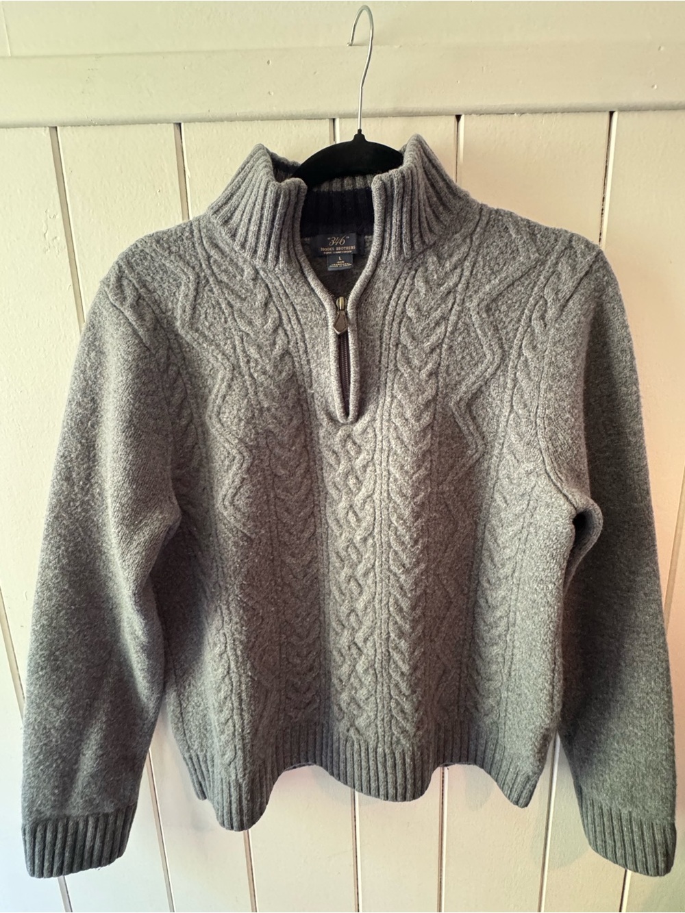“346” Brooks Brothers Large Men’s Pullover Sweater -  Cable-knit LambsWool